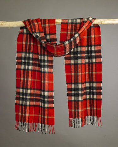 Red Thomson Tartan Wide Cashmere Scarf
